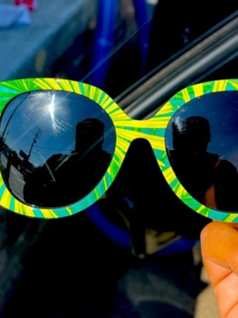 Versace Green and Yellow Patterned Round Sunglasses